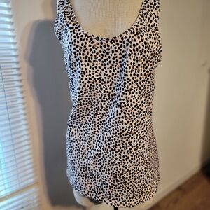 Old Navy White Scoop Neck Tank with Black & Tan Leopard Spots